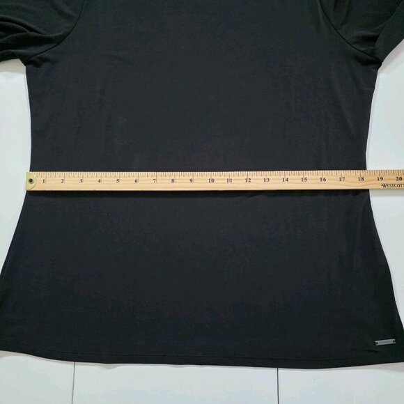 Tahari Top Womens L Black SS Studs Stretch Whimsigoth Office Mature Logo Capsule - Picture 6 of 16